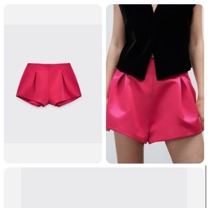 Zara Satin Effect Balloon Shorts pink perfect condition